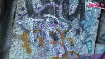 German couple and passerby have sex in a tunnel