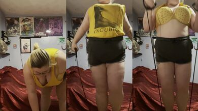 Blonde BBW Workout Wife Steps Up Her Tattooed Tits And Shakes Her Big Ass