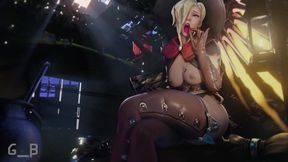 Big black cock slides into Mercy's curvy ass