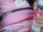 Pink Strawberry Hippie Plastic Bottle Public Masturbating Car Ride! Hairy Pussy Cute Panties