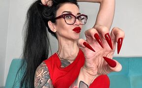 All Red, Red Long Sharp Nails, Claws and My New Jewelry