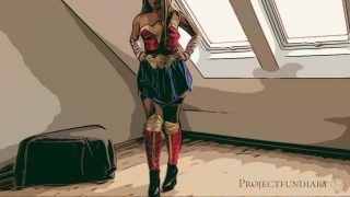 La cosplayer danesa de Wonder Woman se acostumbra como una puta