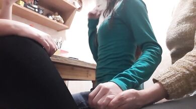 with ex in the kitchen when her new girlfriend went out to the toilet - IkaSmokS