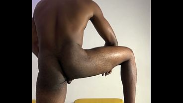 Muscular guy strokes his fat cock