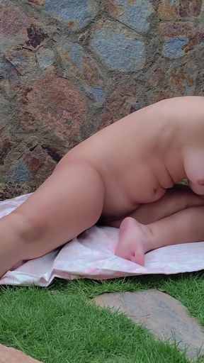 Latina Teen Doing Yoga Naked Outdoors