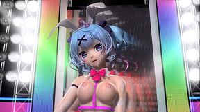 Hatsune Miku in full nude bunny costume gets big as