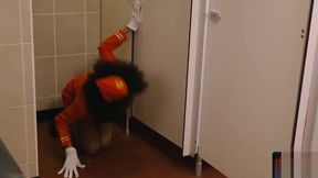 Black flight attendant fucks a frequent flyer in a toilet