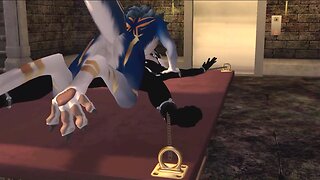 Lutikon the goat monster and  fluffy the sergal gay furry