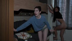 Two girls each eat other out and trib after watching stepmom fuck