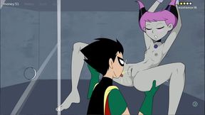 Raven & Robin Get Jinxed by Alien Elemental Action in Teen Titans Hentai
