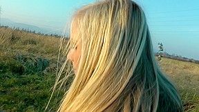 Blonde sucking near the lake