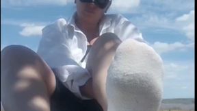 Would you like to sniff my white socks and lick my feet in the fresh air? Welcome