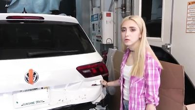 Fucking StepDaddy and taking his Big Cum Facial in Car Garage