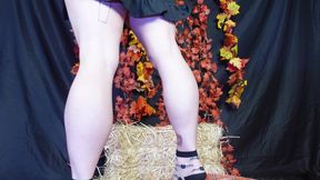 Muscular Calves in Sheer Halloween Bat Socks