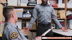 SayUncleNetwork.com - Ebony security guard punished with bareback by hung superior