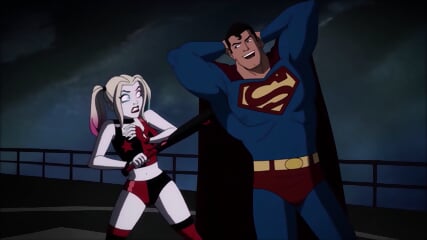 SUPERMAN got kicked in the nuts from behind HARLEY QUINN ballbusting anime