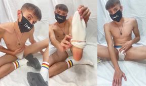 Femboy twink stripped socks down his cute ass and got fucked raw