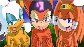 Cartoon babe Rouge gets hard DP from Sonic and Knuckles
