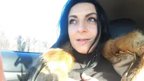 Cheating wife sucks her husband's friend's king cock in fur coat shop