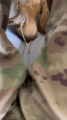 Army Specialist jerks off in private's uniform - returns it with cum on it part 1 of 4   Clip 1