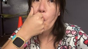 sucking fingers and cupping hands to drink water from a tap (oct 1 2025)