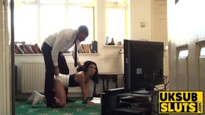 Rina Ellis gets her throat fucked and pounded by hunk Pascal
