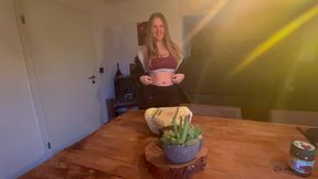 i came back with bread.. and we never reached breakfast - intense fuck on the dining table 😈