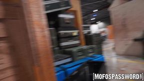 Blonde beauty Ashley Tee rides big load during paintball fun