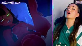 Succubus Seduction: Cheekymz Merus fucks herself with a massive sex toy