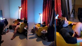 bastidores da gravacao de halloween com mila spook