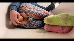 hippie femboy sissy crossdresser plays with huge anal toys and fists