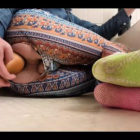 hippie femboy sissy crossdresser plays with huge anal toys and fists