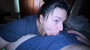 I Suck His Balls and Dick Untill He Cum All Over Me! POV Best Amateur Blowjob!