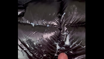 Massive Cumshots on Shiny Puffy Jacket Part 2