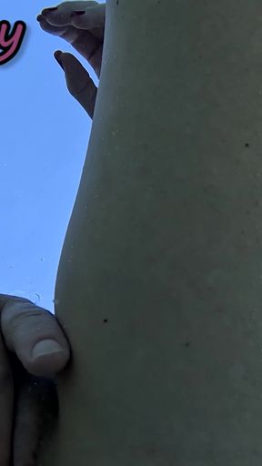 Flashing my pussy in front of a student in public swimming pool and helps me masturbate - it's very risky with people&hellip;   Clip 1