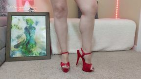 Red stripper platform heels