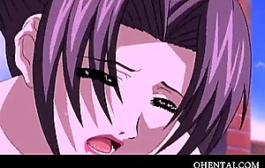 Busty anime babe filling both her fuck holes