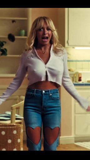Big-titted blonde bounces her natural boobs