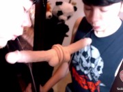 Cute Asian Deep Throat Dildo on Mirror