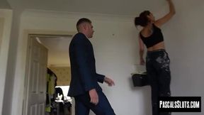 Cute redhead babe Cat Collar has herself dominated by Pascal White in a threesome