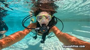 Aquaphilias- Kate Austen's First SCUBA Lesson in Tight Leohex - Underwater Pool Breath Play & Gear Worship