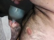 I use a funnel to catch all my own cum. I'm a cum slut