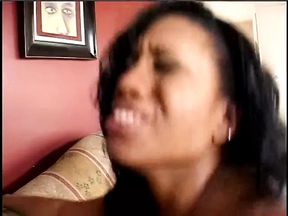 Ebony babe fucks white dude&#039;s cock in all positions