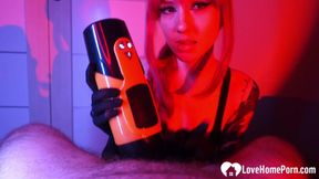 Wigged Babe Gives POV Blowjob Like a Pro