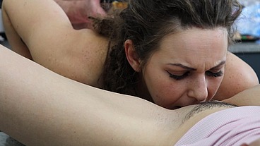 GT2) Monica and Paisley get naked, eat each other, fuck with strap-on, get fucked by stepdad and get a creampie