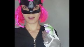 Observe my passionate self-pleasure with a kitty mask and big tits