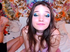 Adorable brunette teen has fun with her boyfriend on webcam