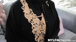 ”Horny Kylie Kingston sucks hard prick with her hijab with nerdy repairman Rion”