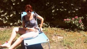 Italian girl sunbathing in a public garden with a big dirty diaper 720HD
