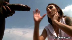 Interracial anal sex on a boat with Wanessa